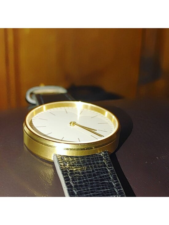 Uniform Wares Gold Watch Lugless Silhouette M35 Swiss Black Calf Leather Strap main image 12